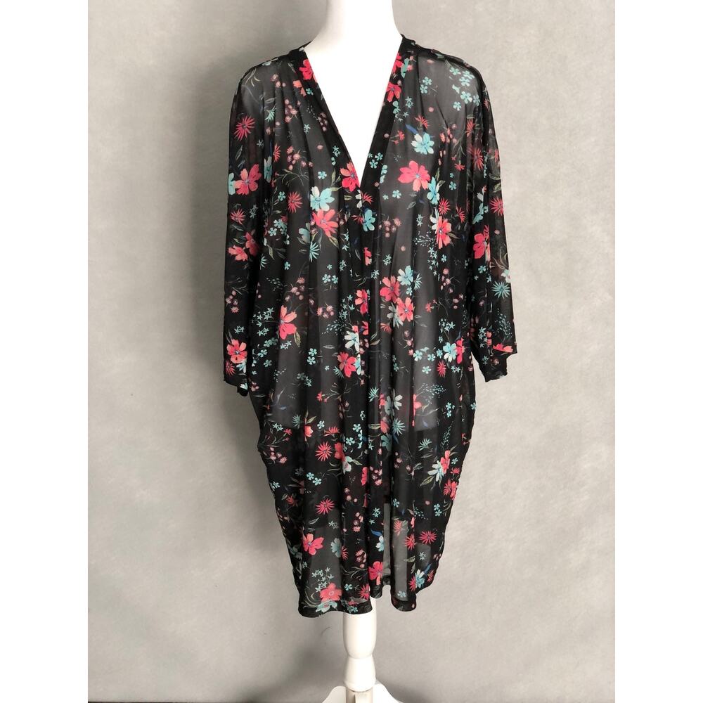 Lane Bryant Floral Kimono Black Women's Size 26/28
